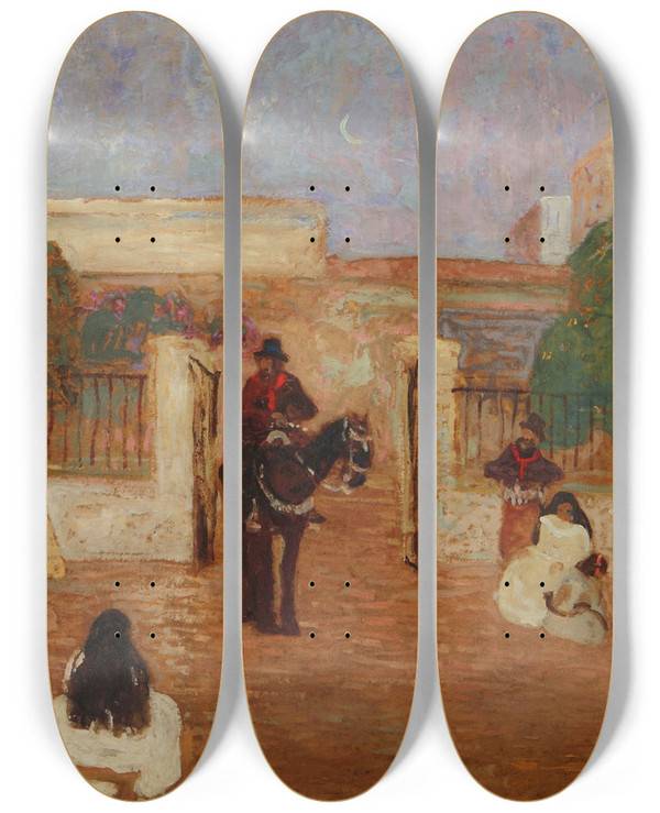 Triptych art skateboard deck of Pedro Figari El Gaucho Candioti by Pedro Figari (1861-1938)