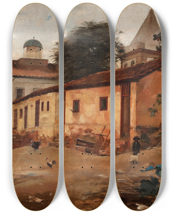 Triptych art skateboard deck of Eliseu Visconti Morro De So Bento by Eliseu Visconti (1866-1944)