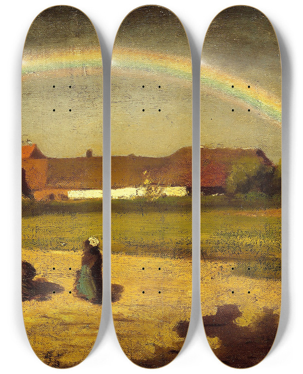 Triptych art skateboard deck of Jules Breton Larcenciel Courrires by Jules Breton (1827-1906)