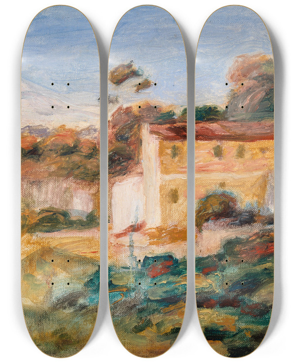 Triptych art skateboard deck of Pierreauguste Renoir Landscape Paysage_3 by Pierre-Auguste Renoir (1841-1919)