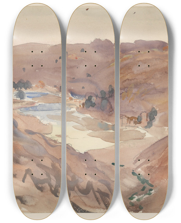 Triptych art skateboard deck of John Singer Sargent Toledo by John Singer Sargent (1856-1925)