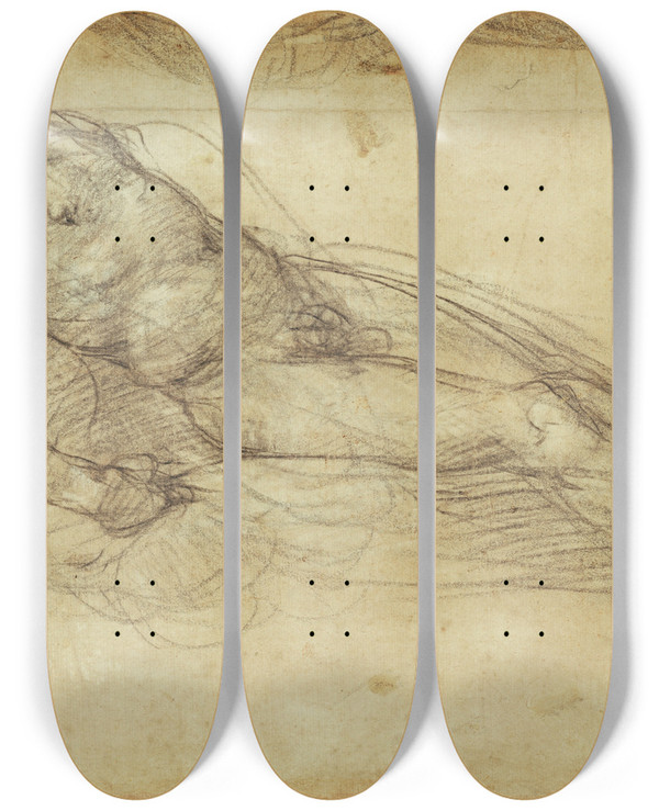Triptych art skateboard deck of Pontormo Jacopo Carucci Dead Christ by Pontormo (Jacopo Carucci) (1494-1557)
