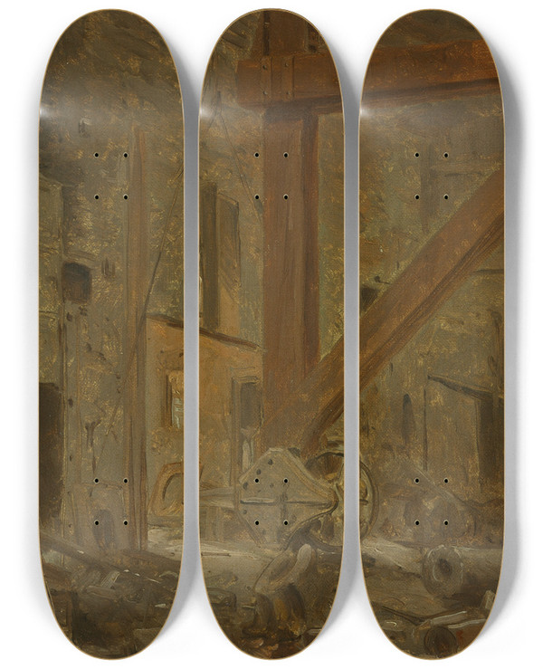 Triptych art skateboard deck of John Ferguson Weir West Point Foundry Cold Spring Newyork_3 by John Ferguson Weir (1841-1926)