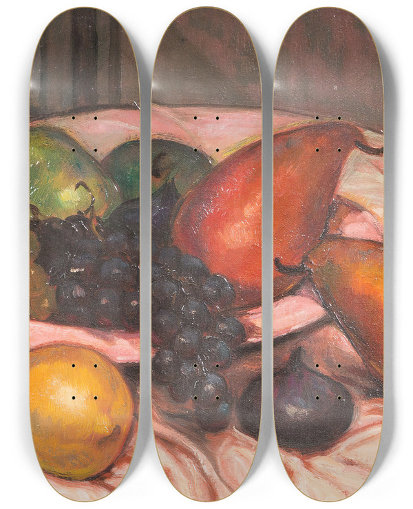 Triptych art skateboard deck of Emile Bernard Nature Morte Aux Fruits by Emile Bernard (1868-1941)