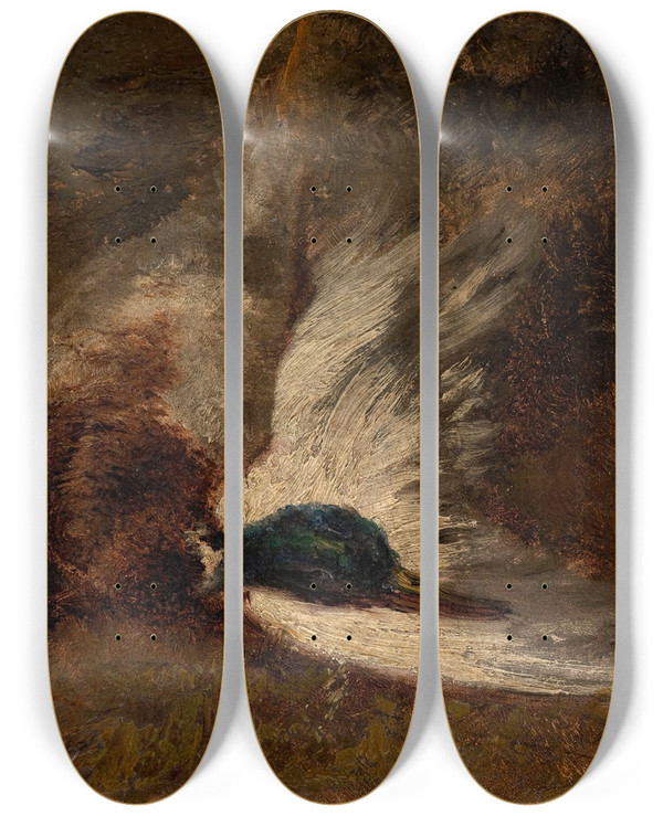 Triptych art skateboard deck of Flix Ziem Le Canard by Felix Ziem (1821-1911)