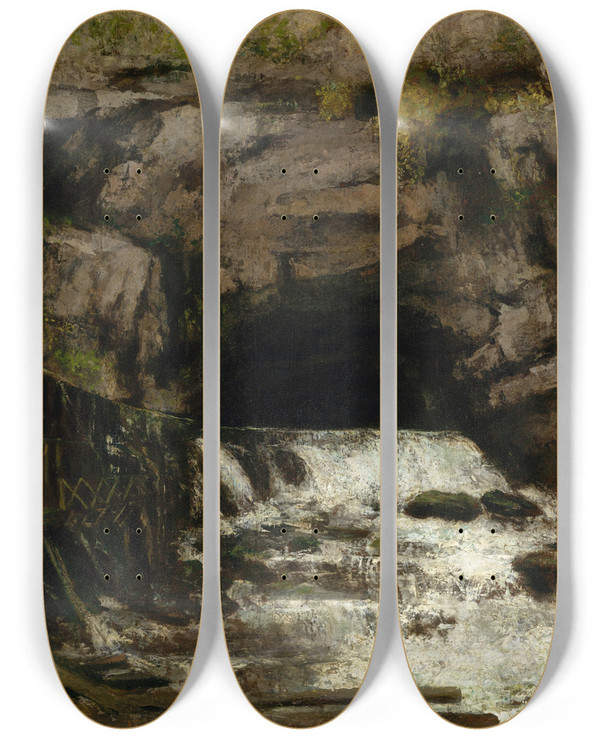 Triptych art skateboard deck of Gustave Courbet The Source Of The Loue by Gustave Courbet (1819-1877)