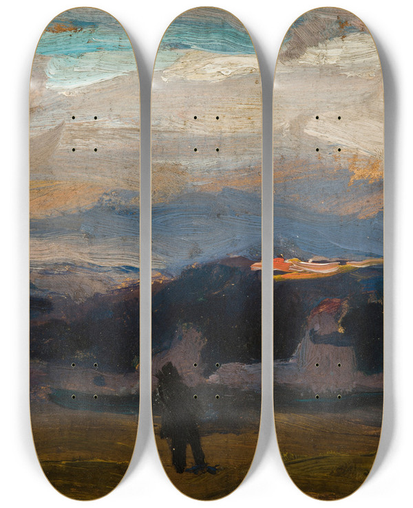 Triptych art skateboard deck of Jan Stanislawski Clouds Zakopane by Jan Stanislawski (1860-1907)