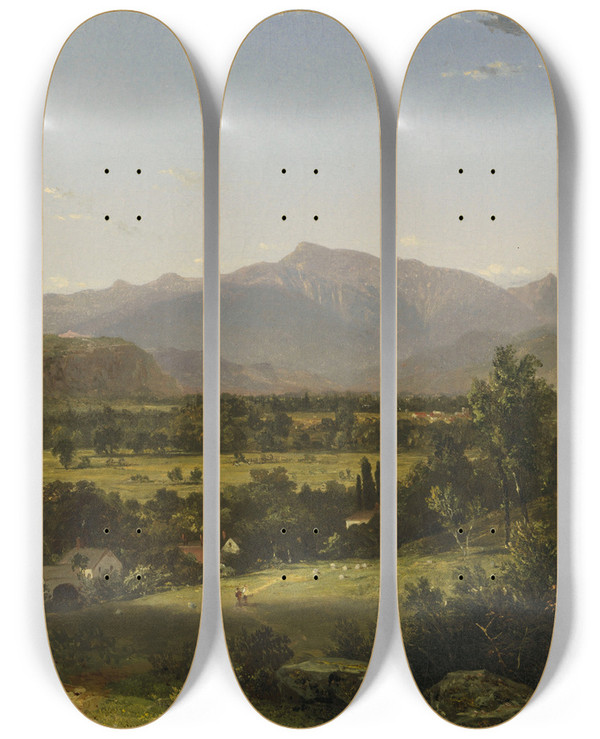 Triptych art skateboard deck of John Frederick Kensett Mount Washington From North Conway by John Frederick Kensett (1816-1872)