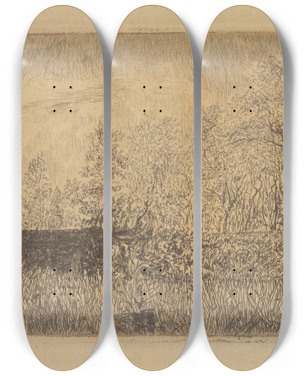Triptych art skateboard deck of James Ensor Landelijke Brug by James Ensor (1860-1949)