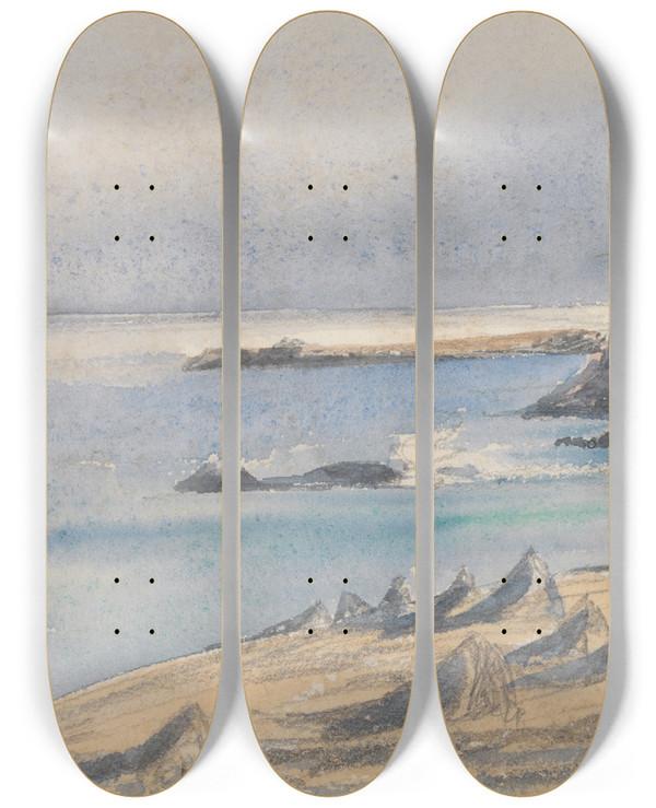 Triptych art skateboard deck of Barbara Bodichon Sketchbook_9 by Barbara Bodichon (1827-1891)