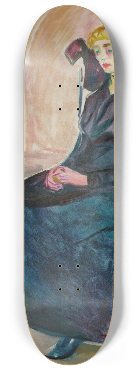 Edvard Munch - Sittende Ung Kvinne (Seated Young Woman) 8.25 inch art skate deck