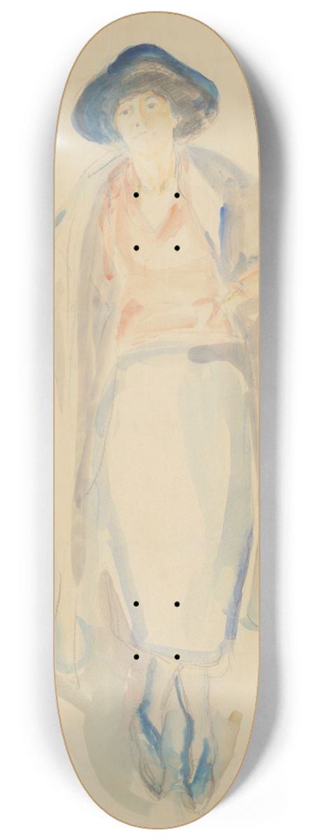 Edvard Munch - Stende kvinne med hatt (Lali Horstmann) 8.25 inch art skate deck