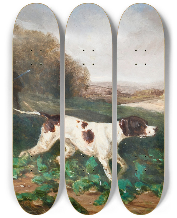 Triptych art skateboard deck of William Shayer Walking Up by William Shayer (1787-1879)