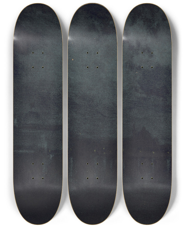 Triptych art skateboard deck of Joseph Pennell Palace At Night by Joseph Pennell (1857-1926)
