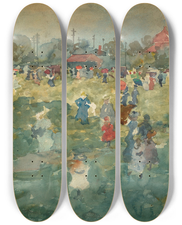 Triptych art skateboard deck of Maurice Brazil Prendergast Franklin Park Boston by Maurice Brazil Prendergast