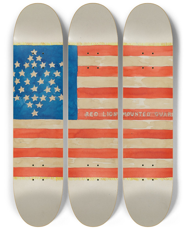 Triptych art skateboard deck of Edward Grant Flag Civil War by Edward Grant