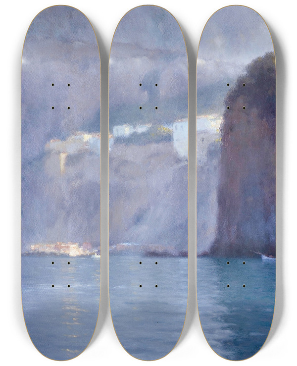 Triptych art skateboard deck of Henrybrokman Meta Genre Maeterlinck by HenryBrokman (1868-1933)