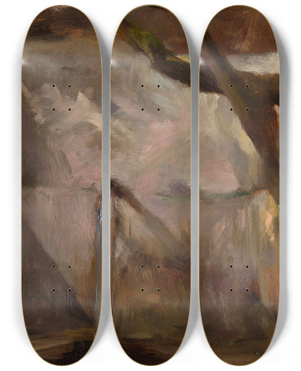 Triptych art skateboard deck of Jan Cigliski Fountain Near Yalta From The Journey To Crimea by Jan Ciaglinski (1858-1913)