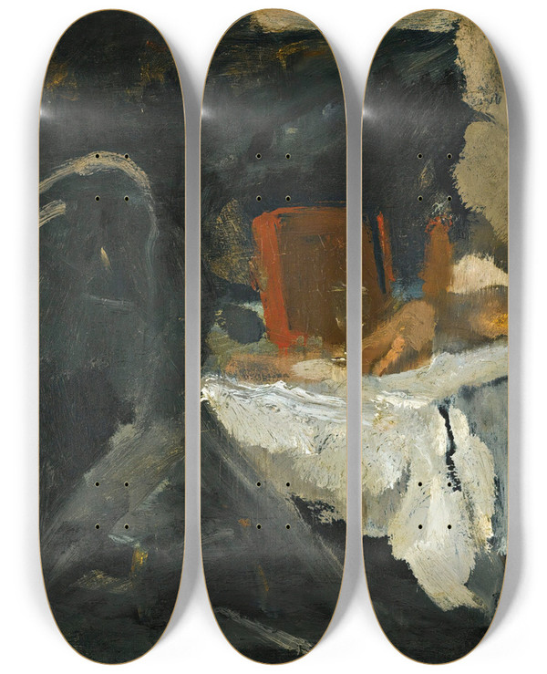 Triptych art skateboard deck of George Hendrik Breitner Sleeping Girl by George Hendrik Breitner (1857-1923)