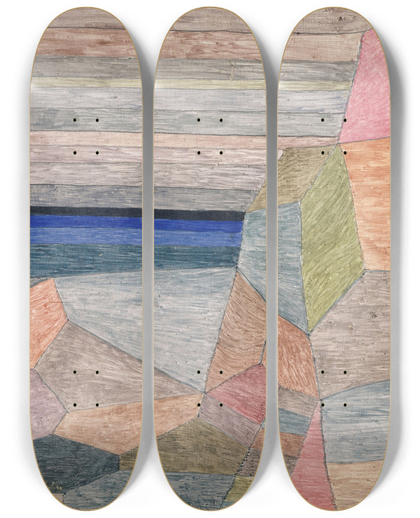 Triptych art skateboard deck of Paul Klee Promontorio Ph by Paul Klee (1879-1940)