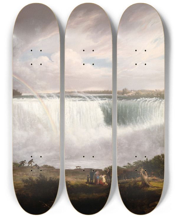 Triptych art skateboard deck of Alvan Fisher The Great Horseshoe Fall Niagara by Alvan Fisher (1792-1863)