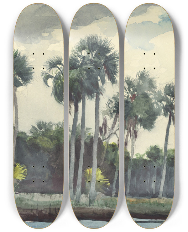 Triptych art skateboard deck of Winslow Homer Red Shirthomosassa Florida by Winslow Homer (1836-1910)