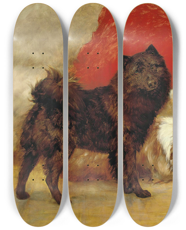 Triptych art skateboard deck of Maud Earl Best Friends by Maud Earl (1864-1943)