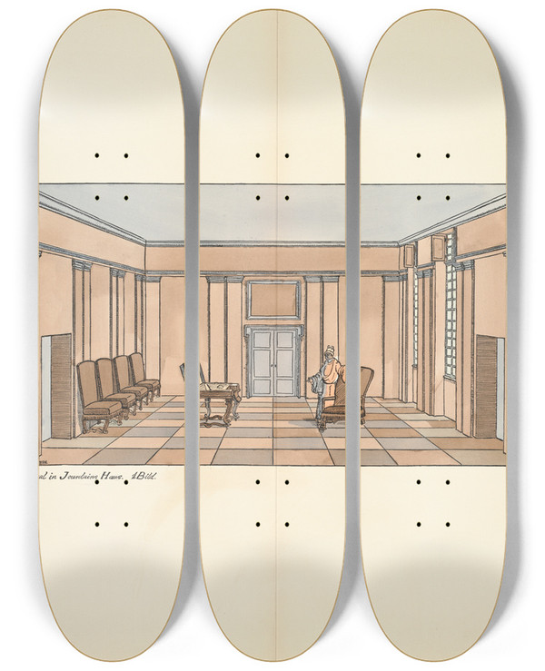 Triptych art skateboard deck of Ernst Stern Saal In Jourdains Haus I Bild by Ernst Stern (1876-1954)