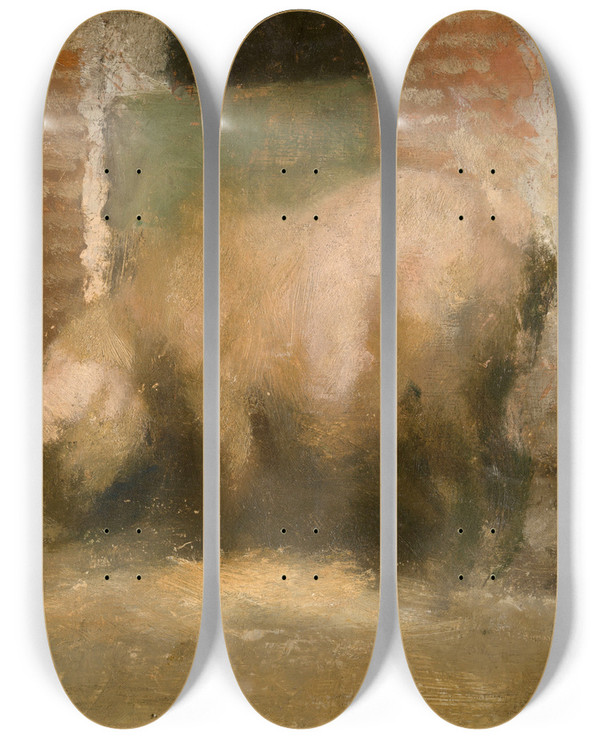 Triptych art skateboard deck of Jan Stobbaerts The Sow by Jan Stobbaerts (1838-1914)