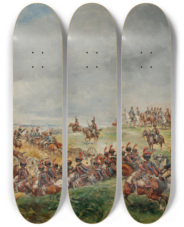 Triptych art skateboard deck of Paul Emile Lon Perboyre Napolon Donne Lordre Dassaut Ina Le 14 Octobre 1806 by Paul Emile Leon Perboyre (1851-1929)
