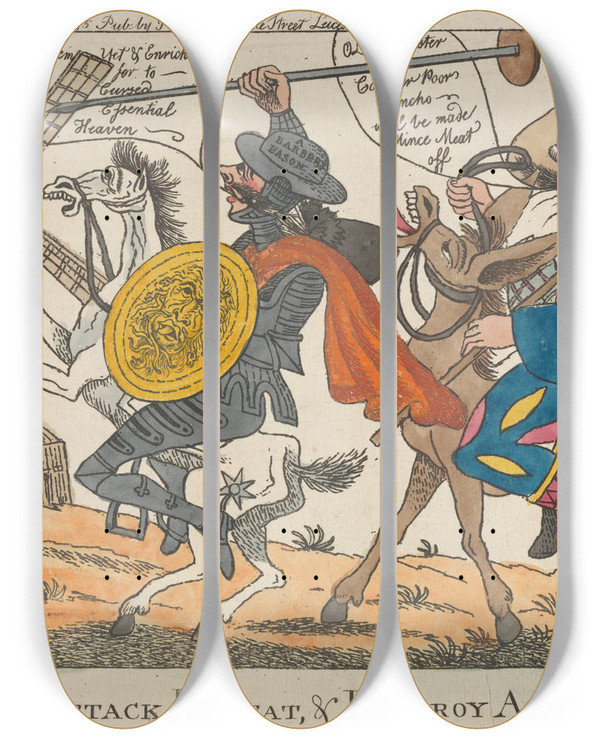 Triptych art skateboard deck of William Okeefe How To Attack Defeat And Destroy All France by William Okeefe