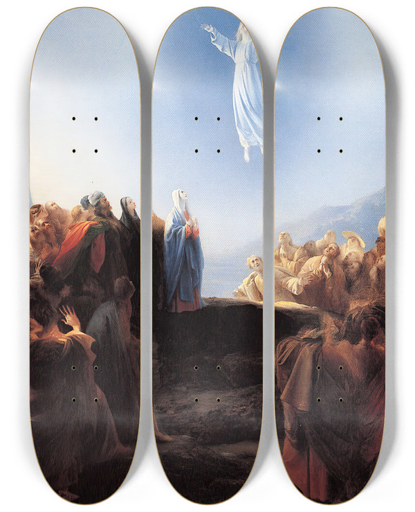 Triptych art skateboard deck of Domingos Sequeira The Ascension by Domingos Sequeira (1768-1837)
