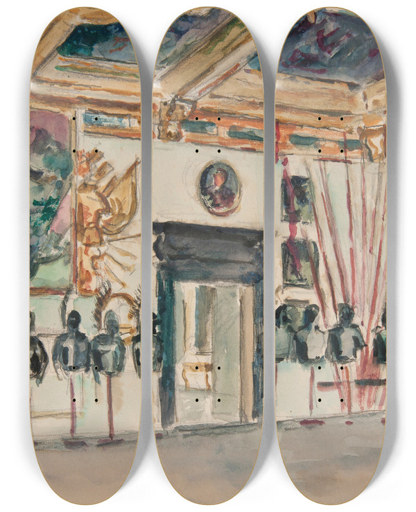 Triptych art skateboard deck of Ivan Ivanec Sala Stoowa W Paacu W Podhorcach_1 by Ivan Ivanec (1893-1946)