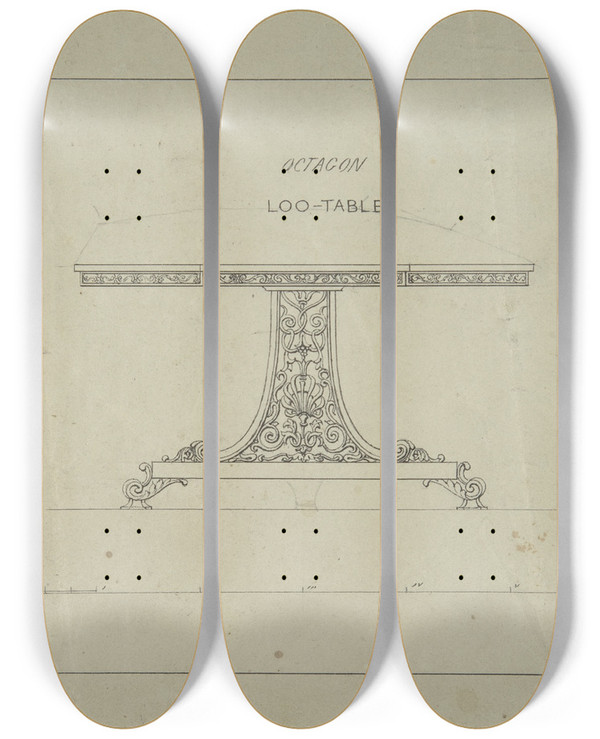 Triptych art skateboard deck of Robert William Hume Design For Lootable by Robert William Hume (1816-1904)