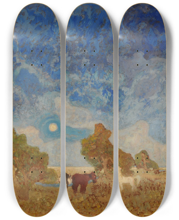 Triptych art skateboard deck of Pedro Figari Pampa by Pedro Figari (1861-1938)