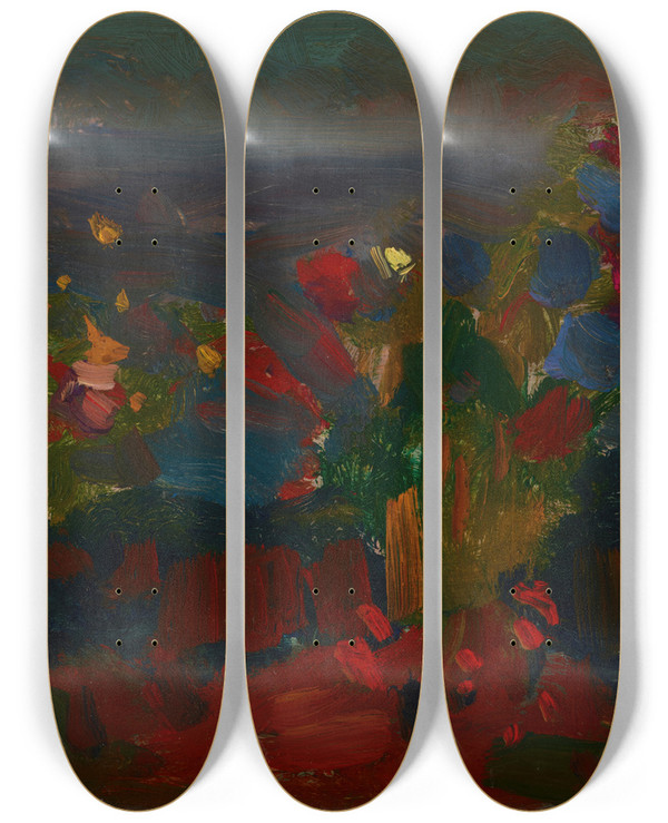 Triptych art skateboard deck of Jan Stanislawski Merchant Garden In Kyiv by Jan Stanislawski (1860-1907)
