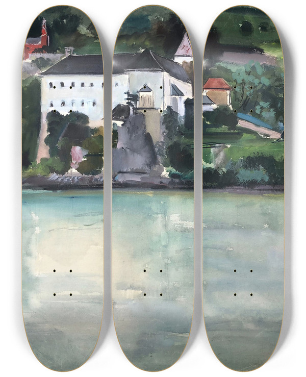 Triptych art skateboard deck of Otto Geigenberger Kloster Schnbhel An Der Donau In Der Wachau by Otto Geigenberger (1881-1946)
