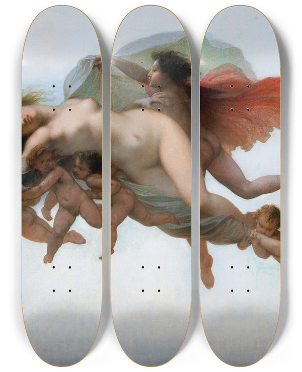 Triptych art skateboard deck of Auguste Barthlmy Glaize Psyche by Auguste Barthelemy Glaize (1807-1893)