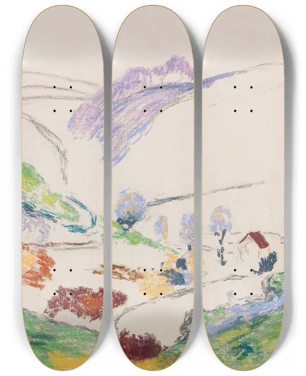 Triptych art skateboard deck of Armand Guillaumin Paysage De La Creuse_1 by Armand Guillaumin (1841-1927)