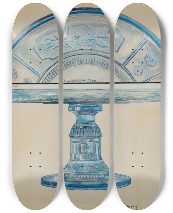 Triptych art skateboard deck of Ralph Atkinson Cake Plate by Ralph Atkinson (20-)