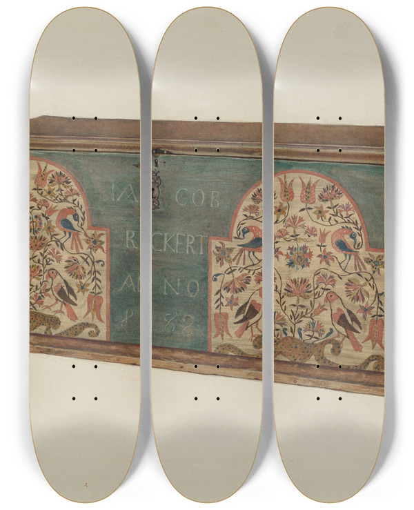 Triptych art skateboard deck of Frances Lichten Pa German Chest_4 by Frances Lichten (1889-1961)