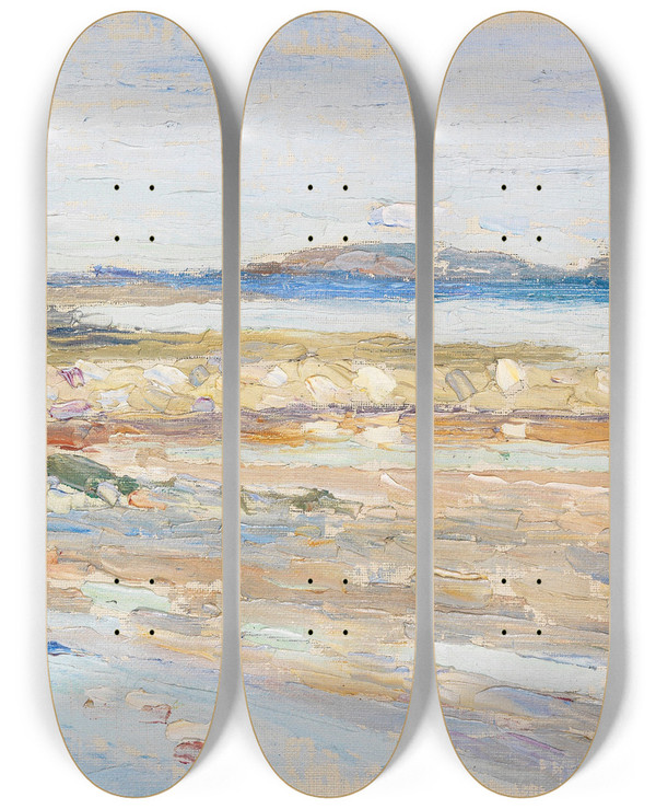 Triptych art skateboard deck of Wassily Kandinsky Tunis Strand by Wassily Kandinsky (1866-1944)