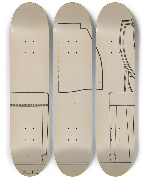 Triptych art skateboard deck of Rolland Livingstone Side Chair_2 by Rolland Livingstone