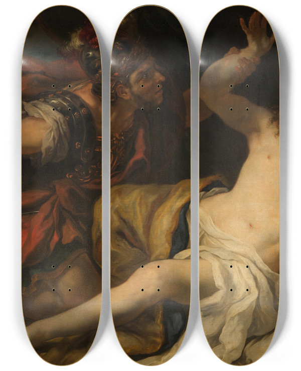 Triptych art skateboard deck of Johann Michael Rottmayr Tarquinius Und Lucretia by Johann Michael Rottmayr (1654-1654)