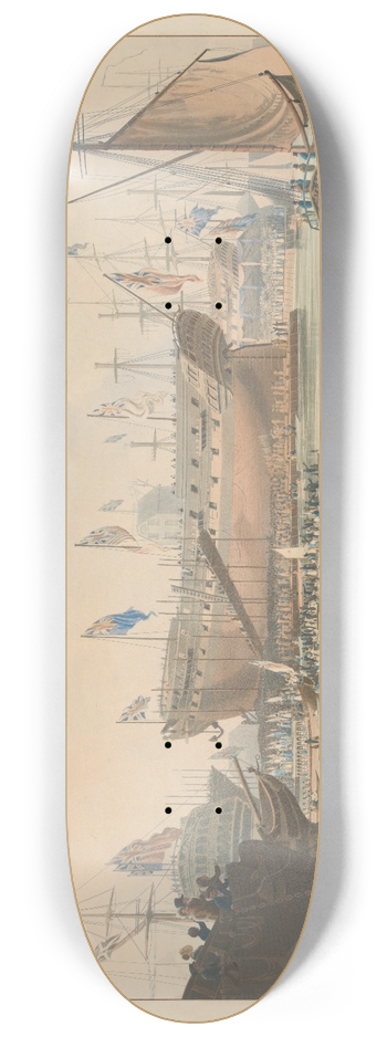 Edward Duncan - Launch of the Edinburgh, Blackwall, Nov. 9, 1825 8.25 inch art skate deck