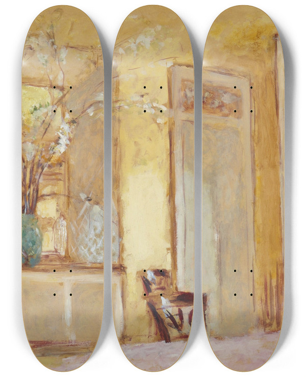 Triptych art skateboard deck of Douard Vuillard Woman In An Interior Madame Hessel At Les Clayes by douard Vuillard (1868-1940)
