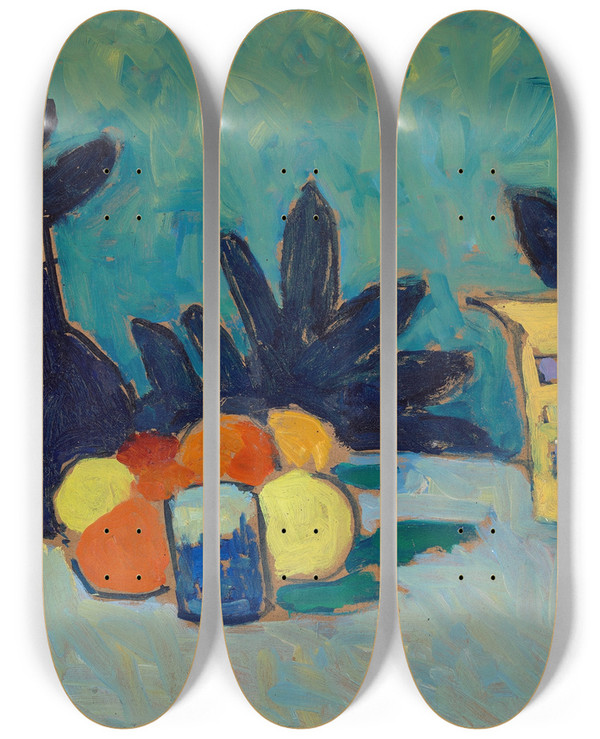 Triptych art skateboard deck of Alexej Von Jawlensky Still Life With Fruit by Alexej Von Jawlensky (1864-1941)