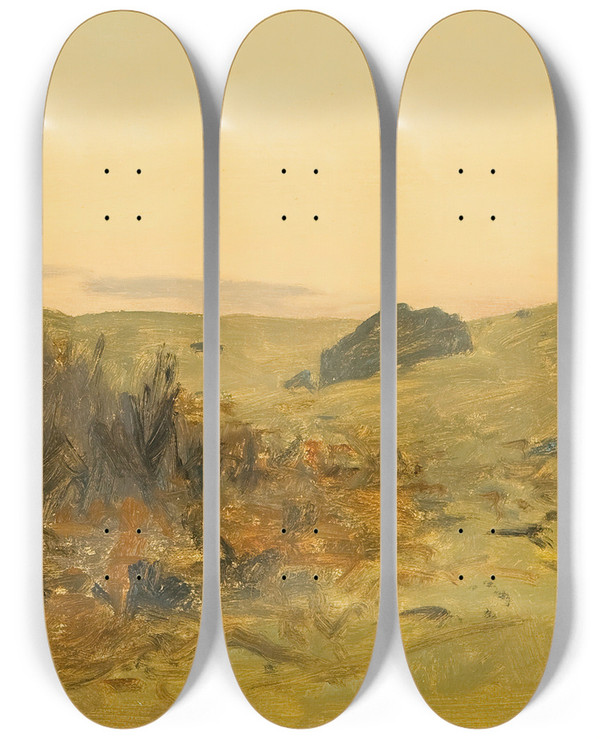 Triptych art skateboard deck of Lockwood De Forest Landscape_3 by Lockwood de Forest (1850-1932)