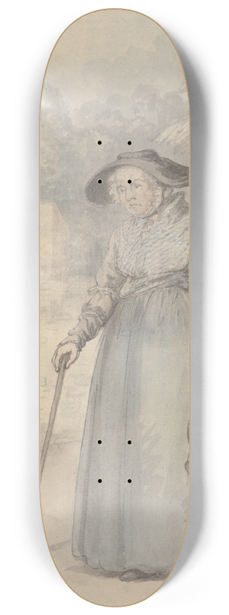 Edward Edwards - Old Lady with Basket of flowers 8.25 inch art skate deck