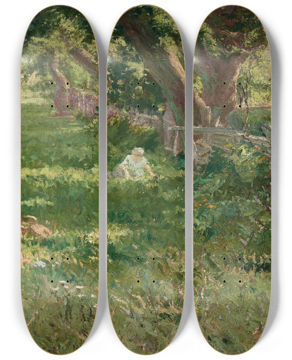 Triptych art skateboard deck of Julian Onderdonk Springtime by Julian Onderdonk (1882-1922)